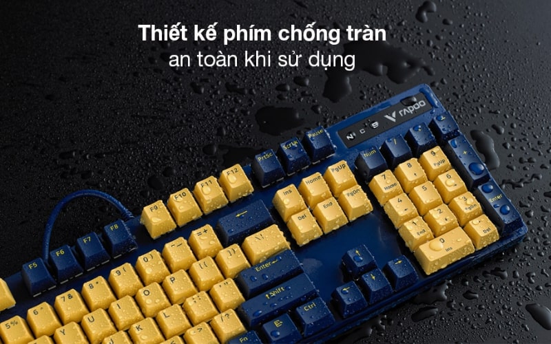 Bàn Phím Cơ Gaming Rapoo V500Pro vàng xanh