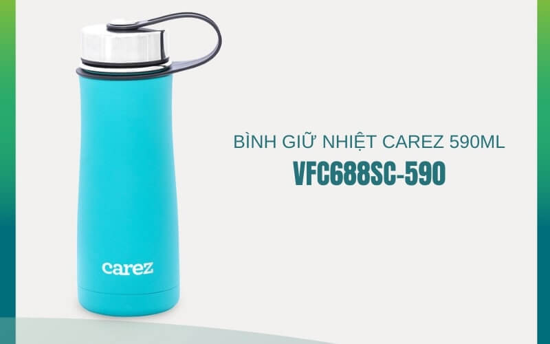 Bình giữ nhiệt thể thao Carez 590ml - màu xanh ngọc cyan